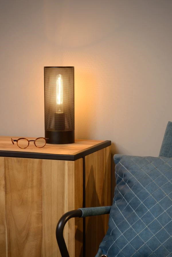 Lucide BELI - Lampe de table - Ø 12 cm - 1xE27 - Noir - ambiance 1